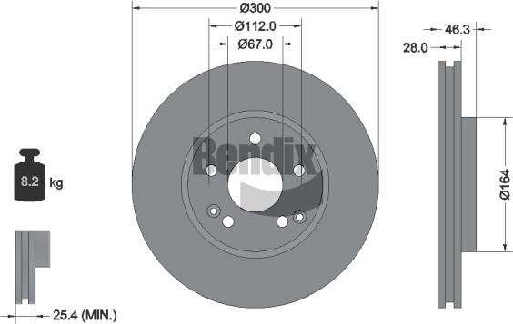 BENDIX Braking BDS1231HC — Tarcza hamulcowa