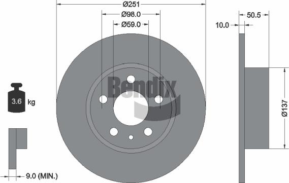 BENDIX Braking BDS1233 — Tarcza hamulcowa