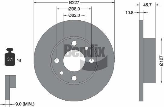 BENDIX Braking BDS1229 — Tarcza hamulcowa