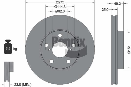 BENDIX Braking BDS1225 — Tarcza hamulcowa
