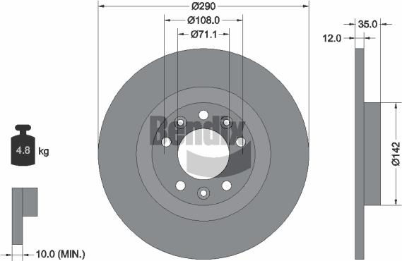 BENDIX Braking BDS1220 — Tarcza hamulcowa