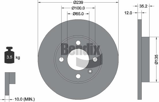 BENDIX Braking BDS1221 — Tarcza hamulcowa
