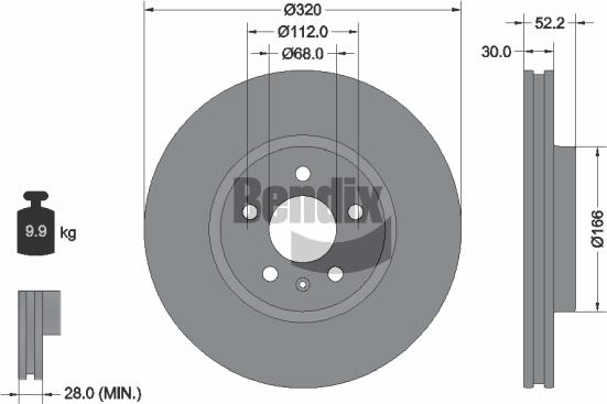 BENDIX Braking BDS1228HC — Tarcza hamulcowa