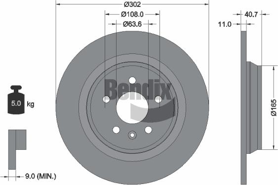BENDIX Braking BDS1222 — Tarcza hamulcowa