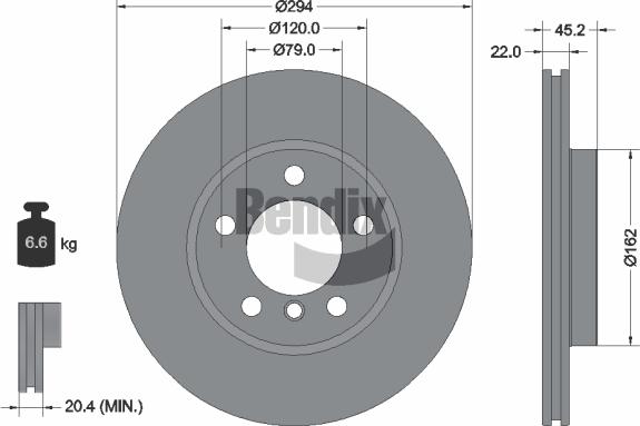 BENDIX Braking BDS1274HC — Tarcza hamulcowa