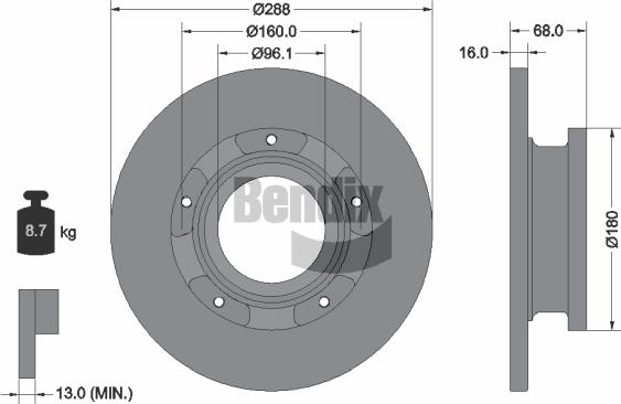 BENDIX Braking BDS1276 — Tarcza hamulcowa