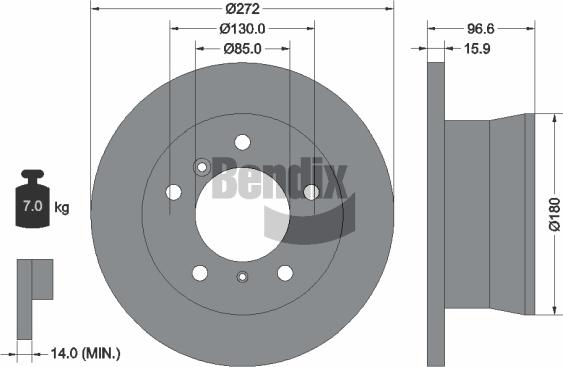 BENDIX Braking BDS1272 — Tarcza hamulcowa