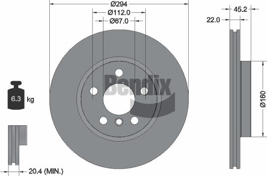 BENDIX Braking BDS1277HC — Tarcza hamulcowa