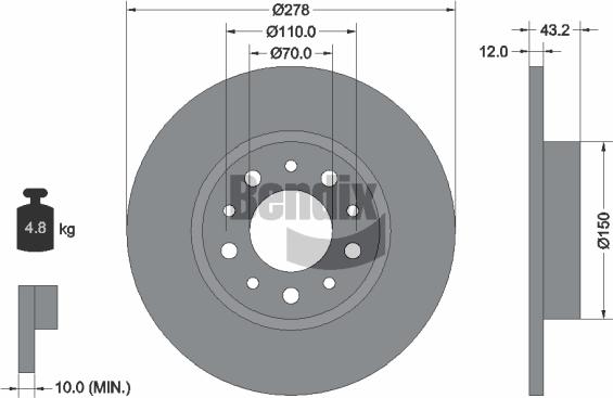 BENDIX Braking BDS1799 — Tarcza hamulcowa