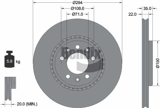 BENDIX Braking BDS1753 — Tarcza hamulcowa