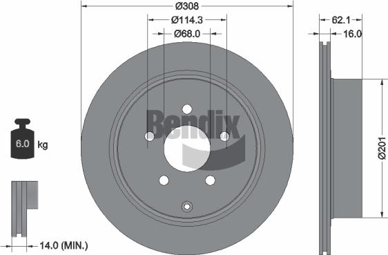 BENDIX Braking BDS1764 — Tarcza hamulcowa