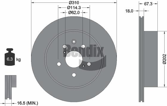 BENDIX Braking BDS1768 — Tarcza hamulcowa