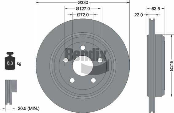 BENDIX Braking BDS1705 — Tarcza hamulcowa