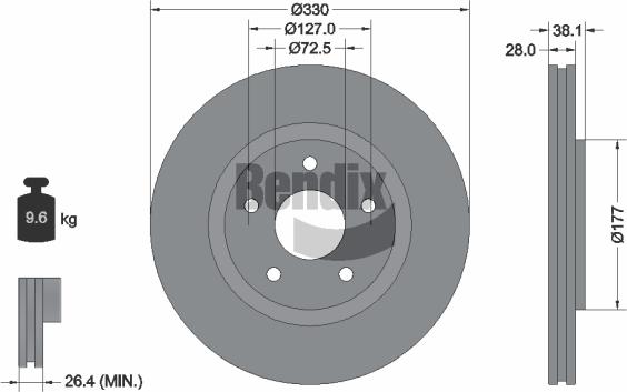 BENDIX Braking BDS1701 — Tarcza hamulcowa