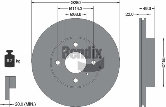 BENDIX Braking BDS1719 — Tarcza hamulcowa