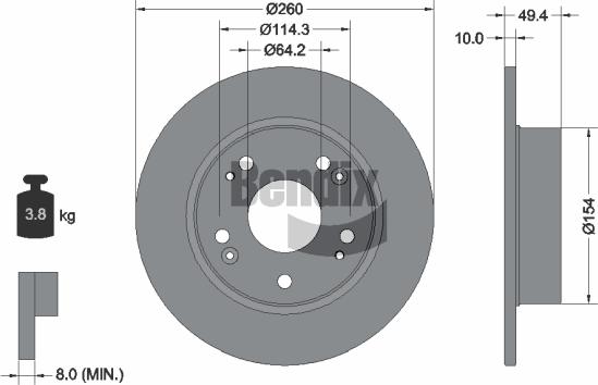 BENDIX Braking BDS1715 — Tarcza hamulcowa