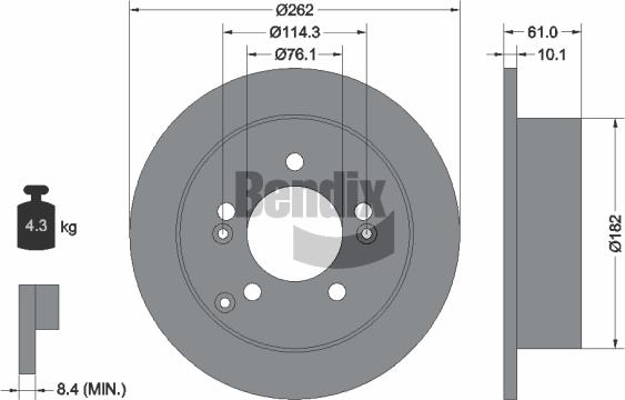 BENDIX Braking BDS1716 — Tarcza hamulcowa