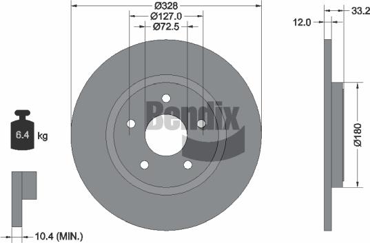 BENDIX Braking BDS1784 — Tarcza hamulcowa