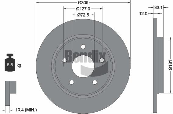 BENDIX Braking BDS1783HC — Tarcza hamulcowa