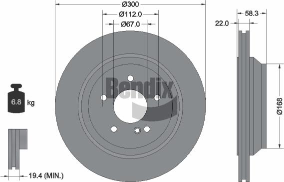 BENDIX Braking BDS1726 — Tarcza hamulcowa