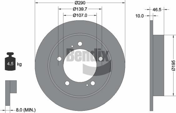 BENDIX Braking BDS1773 — Tarcza hamulcowa