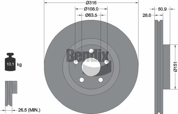 BENDIX Braking BDS2097 — Tarcza hamulcowa