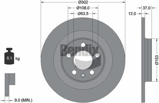 BENDIX Braking BDS2011 — Tarcza hamulcowa