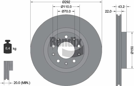 BENDIX Braking BDS2037 — Tarcza hamulcowa