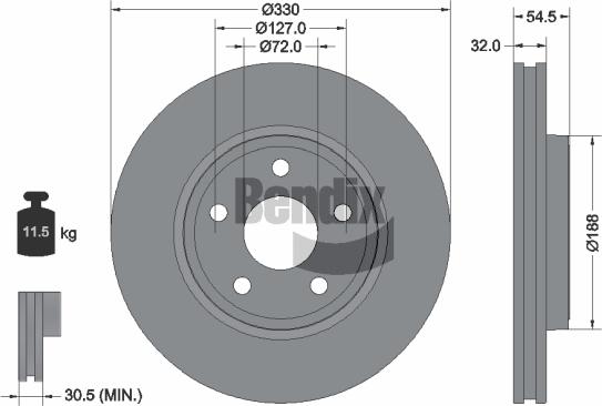 BENDIX Braking BDS2166 — Tarcza hamulcowa