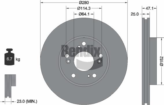 BENDIX Braking BDS2100 — Tarcza hamulcowa