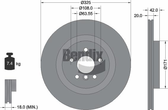BENDIX Braking BDS2183HC — Tarcza hamulcowa