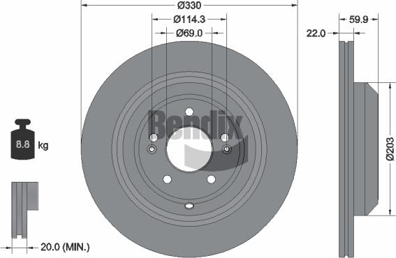 BENDIX Braking BDS2131HC — Tarcza hamulcowa