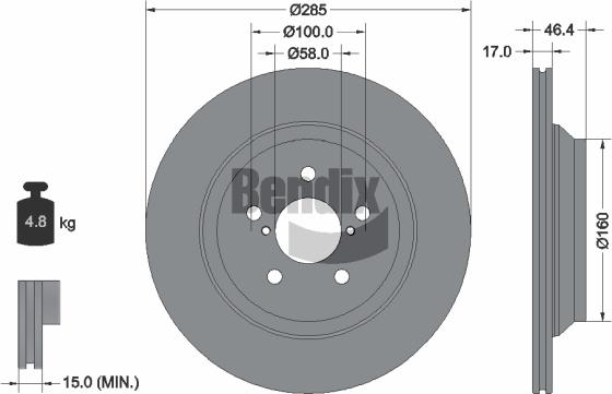 BENDIX Braking BDS2126 — Tarcza hamulcowa