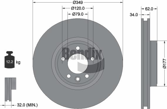 BENDIX Braking BDS2176HC — Tarcza hamulcowa