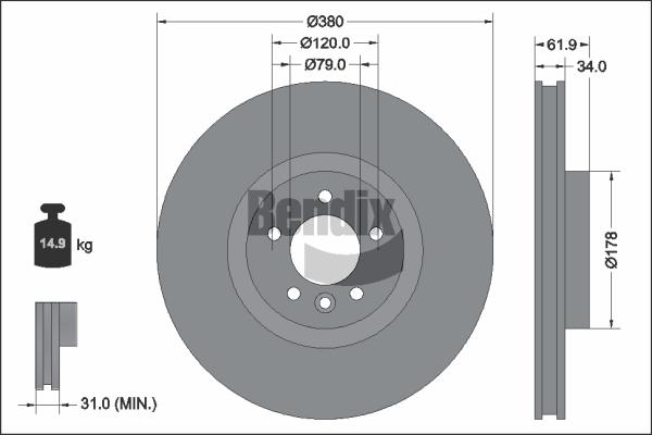 BENDIX Braking BDS2325HC — Tarcza hamulcowa