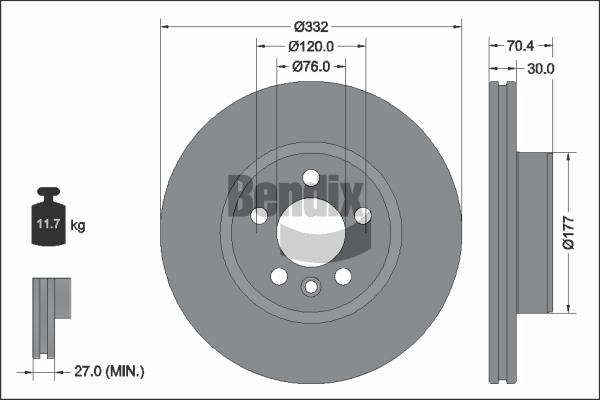 BENDIX Braking BDS2320HC — Tarcza hamulcowa