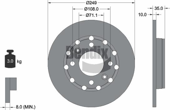 BENDIX Braking BDS2254 — Tarcza hamulcowa