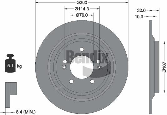 BENDIX Braking BDS2264 — Tarcza hamulcowa