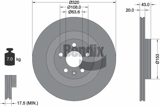 BENDIX Braking BDS2203 — Tarcza hamulcowa