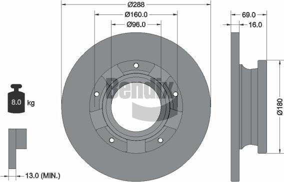 BENDIX Braking BDS2235 — Tarcza hamulcowa