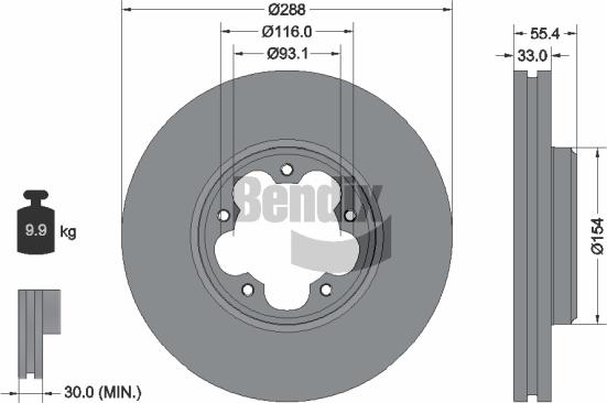 BENDIX Braking BDS2237 — Tarcza hamulcowa