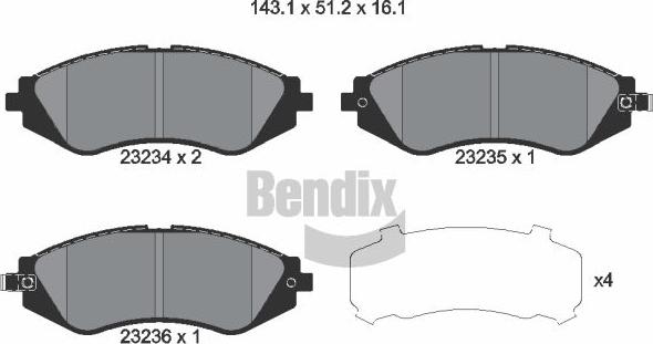 BENDIX Braking BPD1949 — Zestaw klocków hamulcowych, hamulce tarczowe