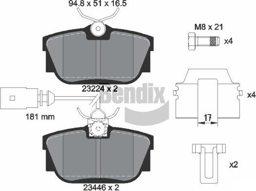 BENDIX Braking BPD1980 — Zestaw klocków hamulcowych, hamulce tarczowe