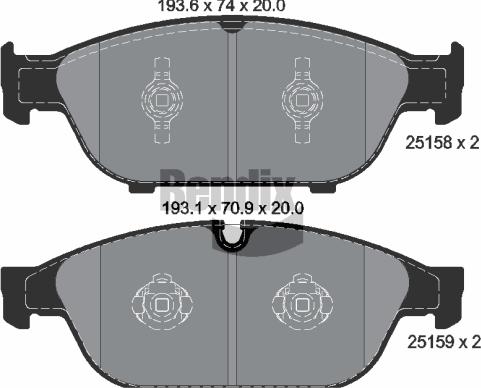 BENDIX Braking BPD1497 — Zestaw klocków hamulcowych, hamulce tarczowe