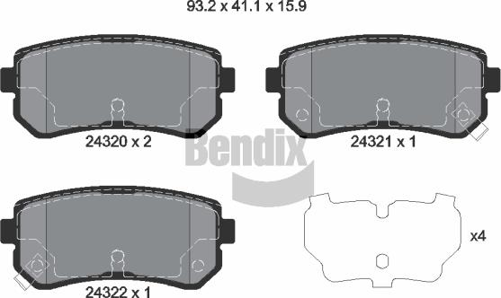 BENDIX Braking BPD1441 — Zestaw klocków hamulcowych, hamulce tarczowe