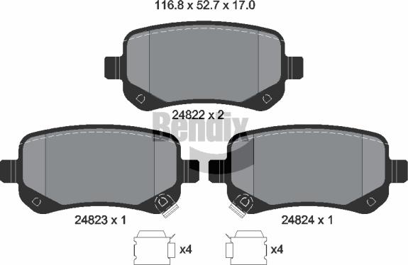 BENDIX Braking BPD1458 — Zestaw klocków hamulcowych, hamulce tarczowe