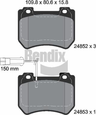 BENDIX Braking BPD1461 — Zestaw klocków hamulcowych, hamulce tarczowe
