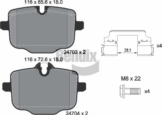 BENDIX Braking BPD1467 — Zestaw klocków hamulcowych, hamulce tarczowe