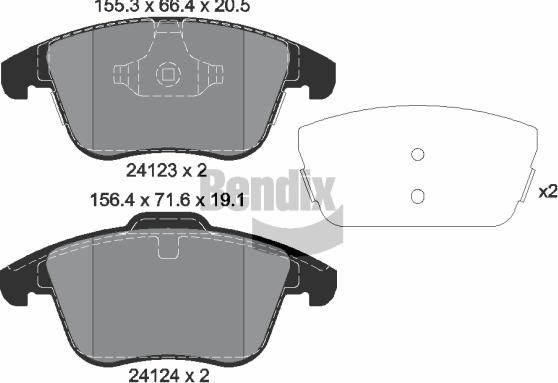 BENDIX Braking BPD1404 — Zestaw klocków hamulcowych, hamulce tarczowe