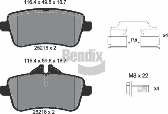 BENDIX Braking BPD1408 — Zestaw klocków hamulcowych, hamulce tarczowe